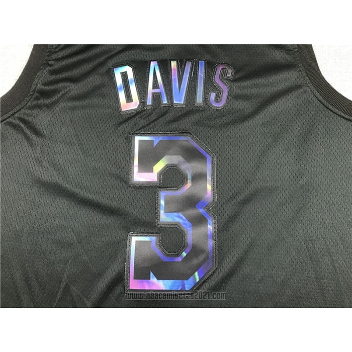 Camiseta Los Angeles Lakers Anthony Davis #3 Iridescent Logo Negro